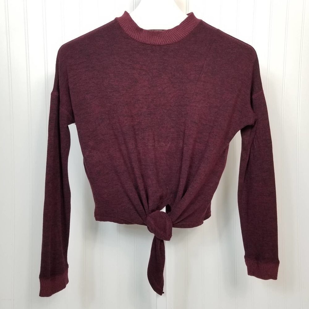 Dex Tie Front Sweater Maroon Small